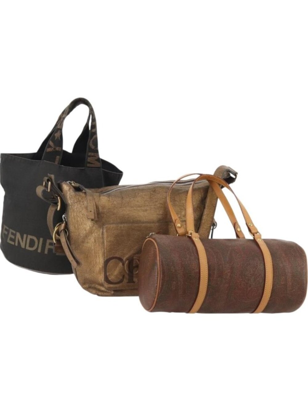 Chloe Fendi Etro Shoulder Bag PVC nylon 3 Set Black Brown